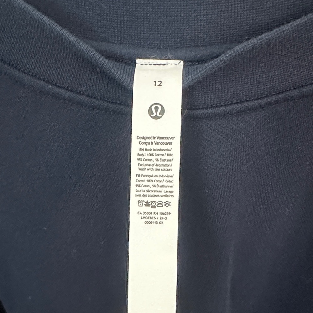 Lululemon Perfectly Oversized Cropped Crew Sweatshirt Size 12 Navy - Picture 4 of 5
